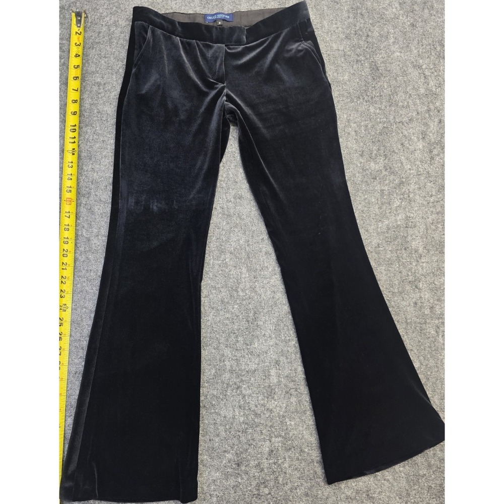 Ciello‎ Couture Los Angeles Women's Black Velvet Flared Dress Pants Lined 6